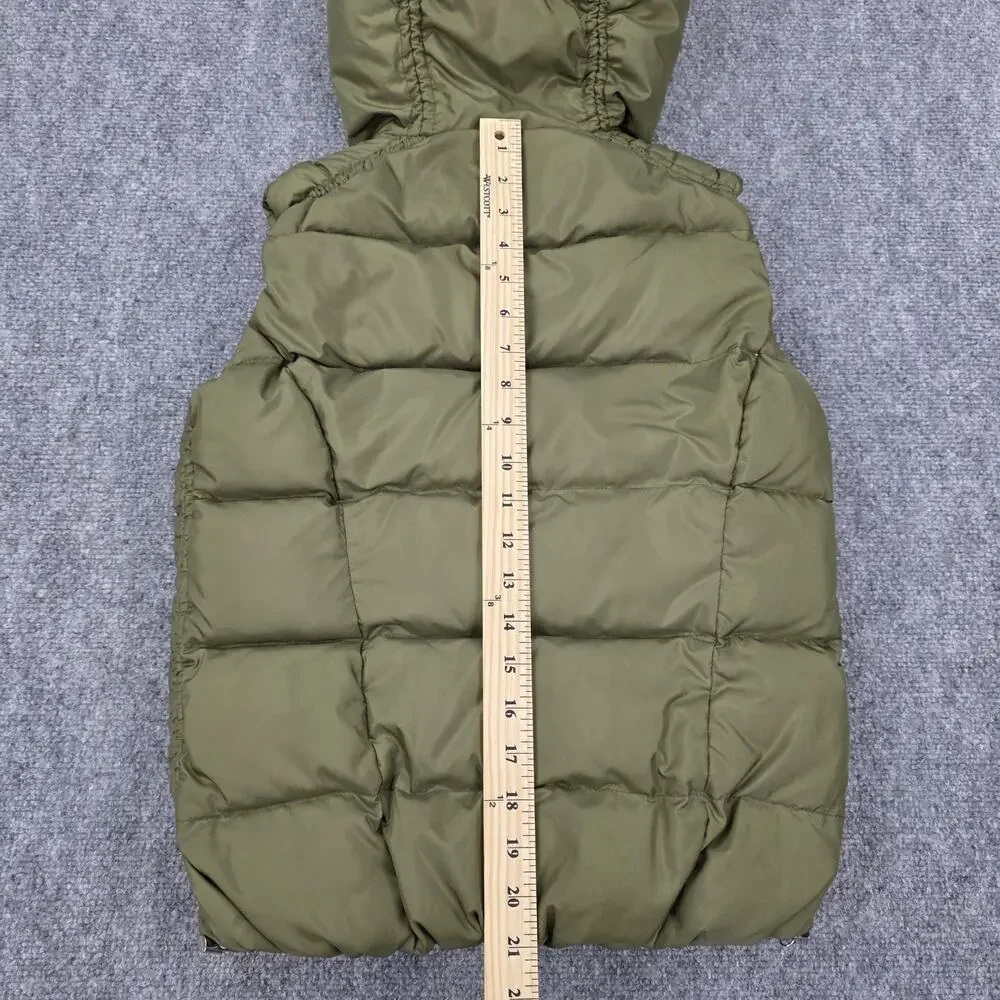 Eddie Bauer Vest Womens XS Green Hooded Goose Down 650 Fill Power Sherpa Lined